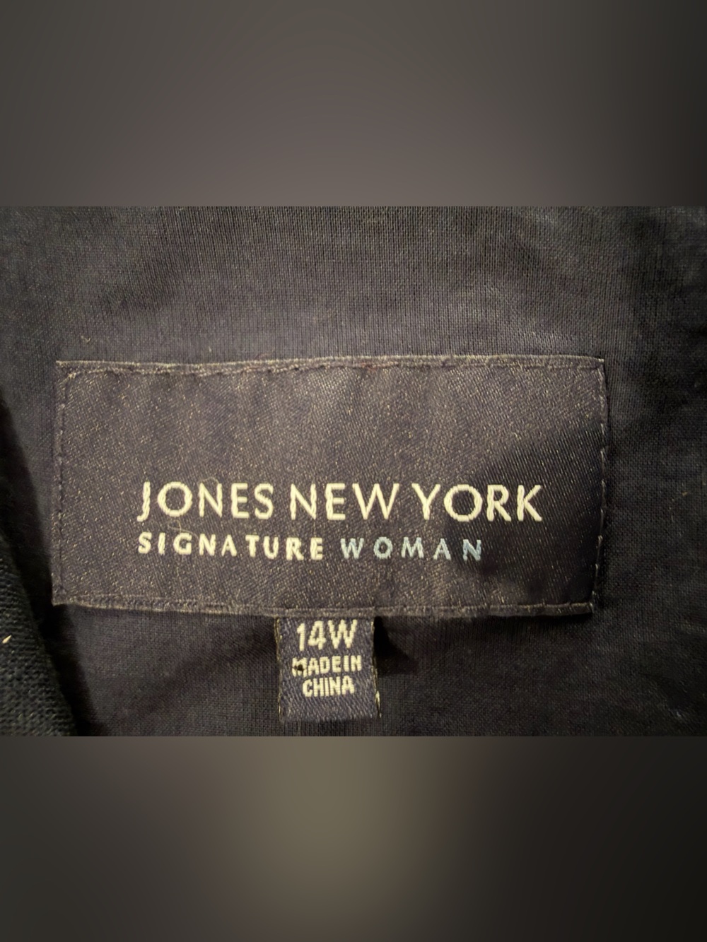 Jones New York Signature Woman 100% Linen Navy Fit & Flare Dress 14W Belted - Picture 3 of 5